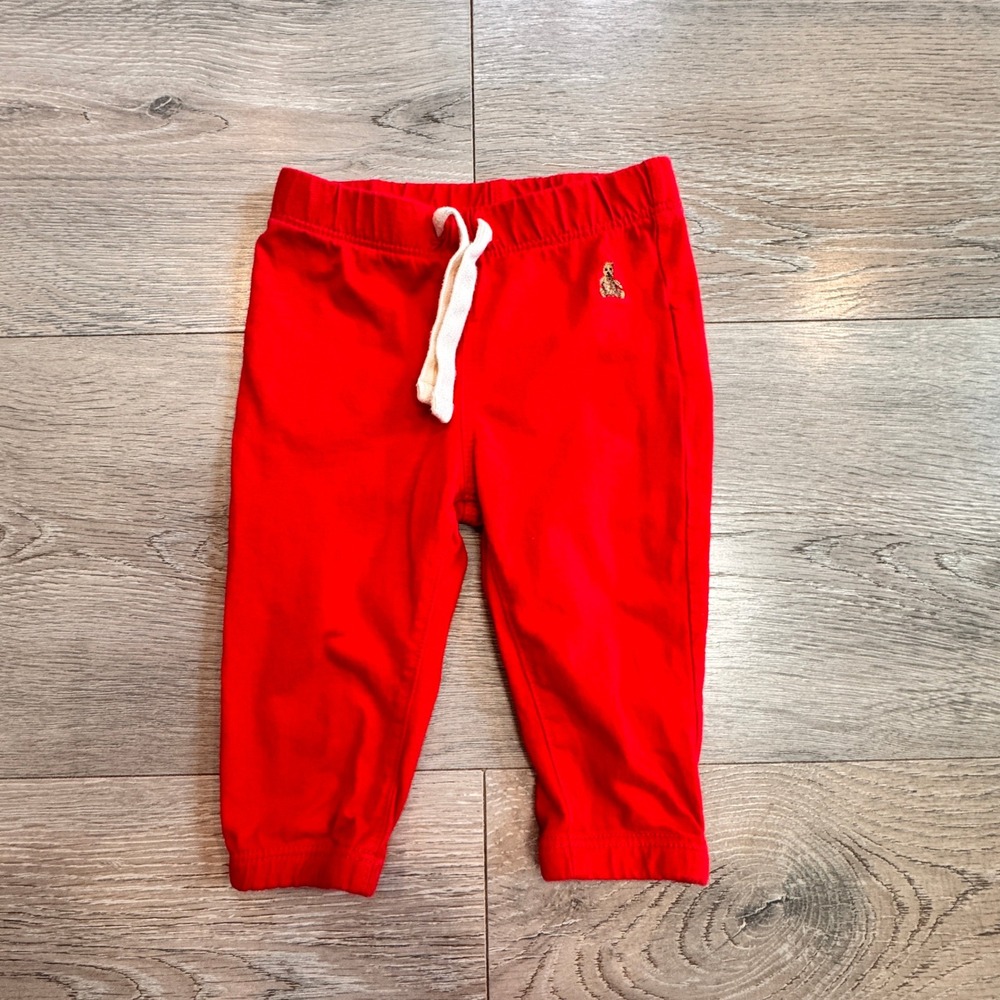 Gap Red‎ Baby Jogger Pants Drawstring Bear Logo Size 3-6 Months